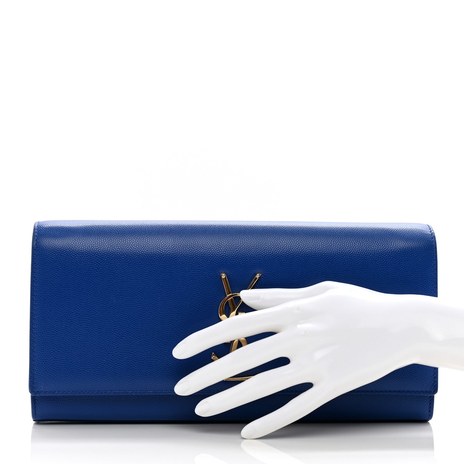Saint Laurent Grain De Poudre Classic Monogram Cassandre Clutch Blue Majorelle 2 of 9