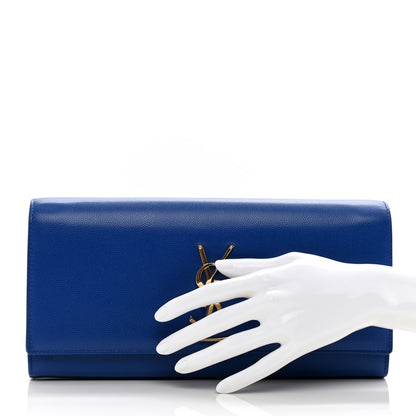 Saint Laurent Grain De Poudre Classic Monogram Cassandre Clutch Blue Majorelle 2 of 9