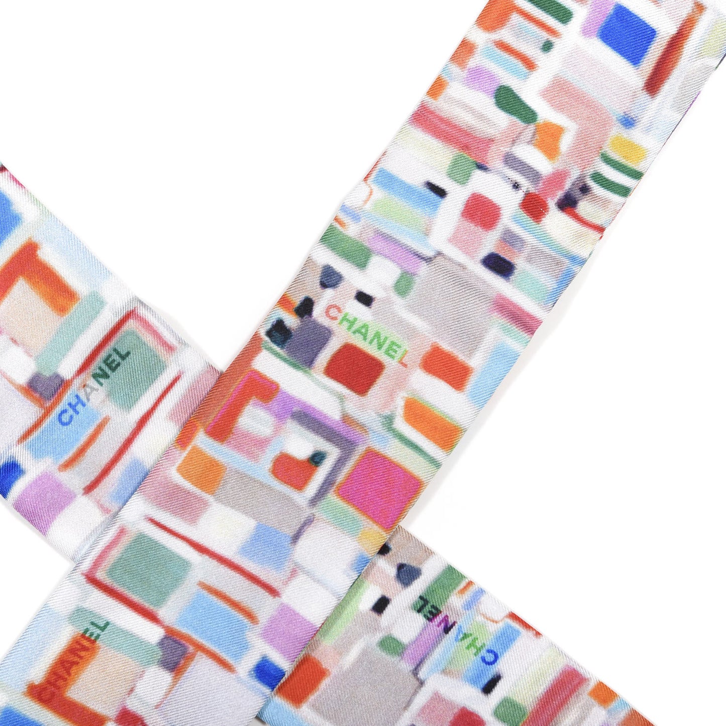 Silk Slim Bandeau Scarf Multicolor Red