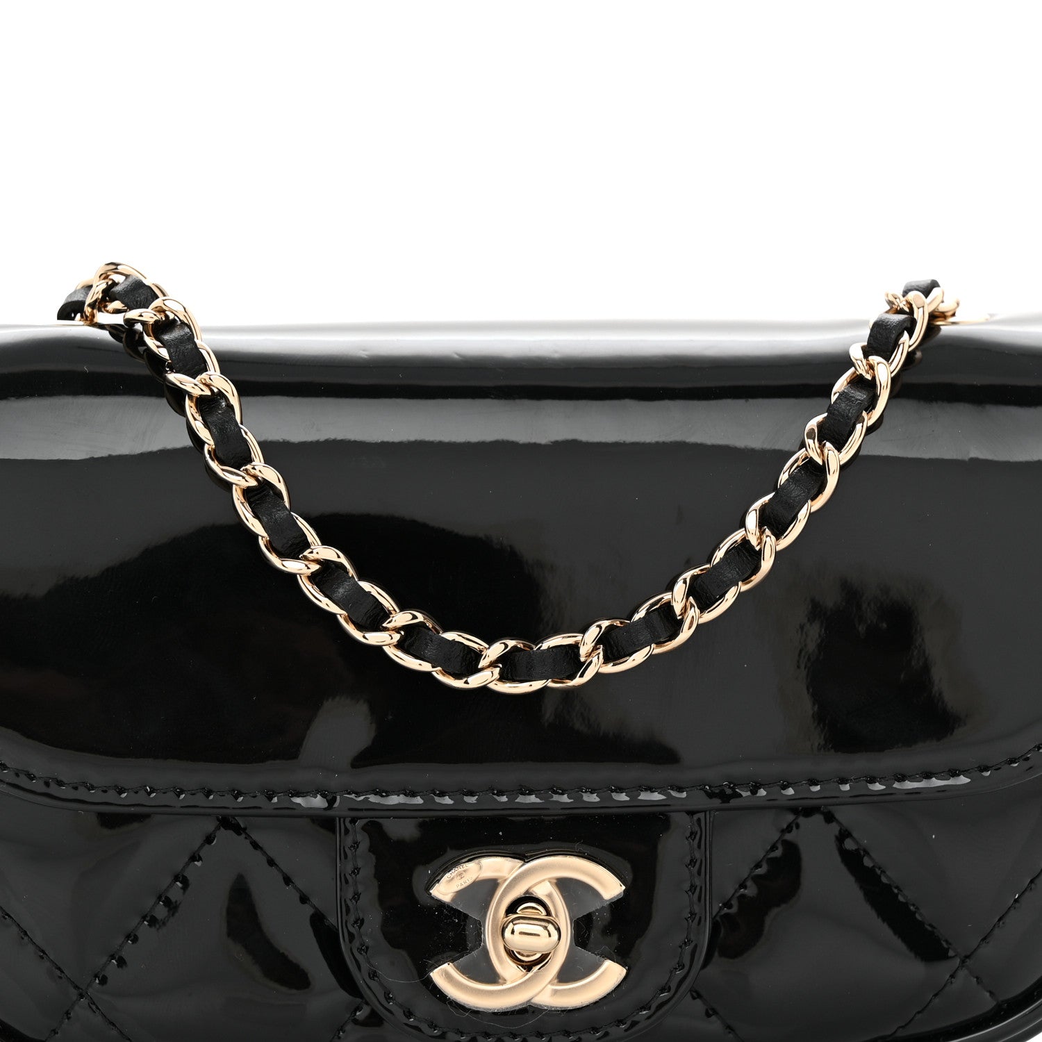Chanel Patent Calfskin Quilted Mini Clutch Black 9 of 13