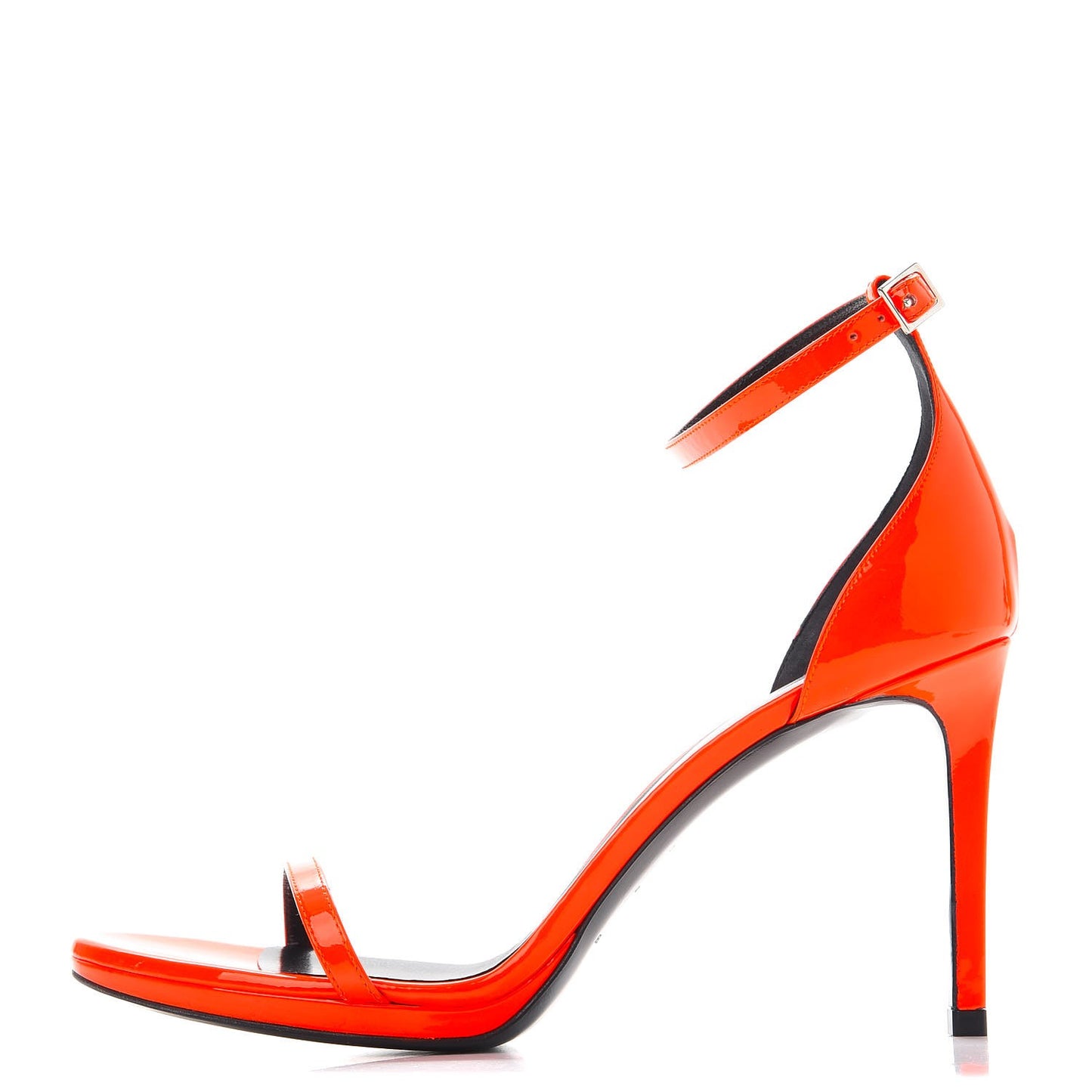 Vitello Vernice Jane 80 Ankle Strap Sandals 38.5 Orange Fluo