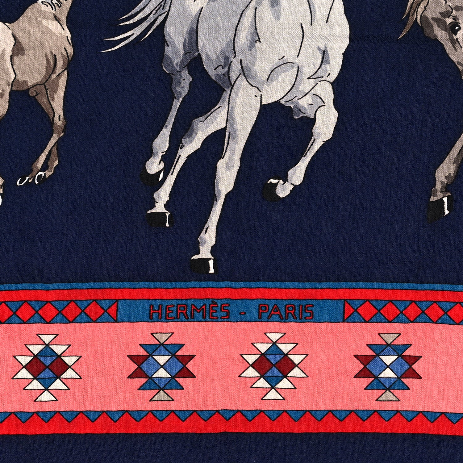 Hermes Cashmere Silk Les Chevaux Qataris Shawl 140 2 of 3