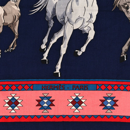 Hermes Cashmere Silk Les Chevaux Qataris Shawl 140 2 of 3