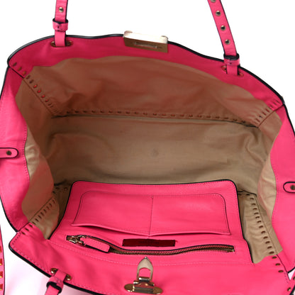 Valentino Garavani Vitello Medium Rockstud Tote Fuxia Fluo 5 of 14