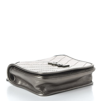 Saint Laurent Metallic Calfskin Matelasse Monogram Niki Chain Wallet Platinum 3 of 8