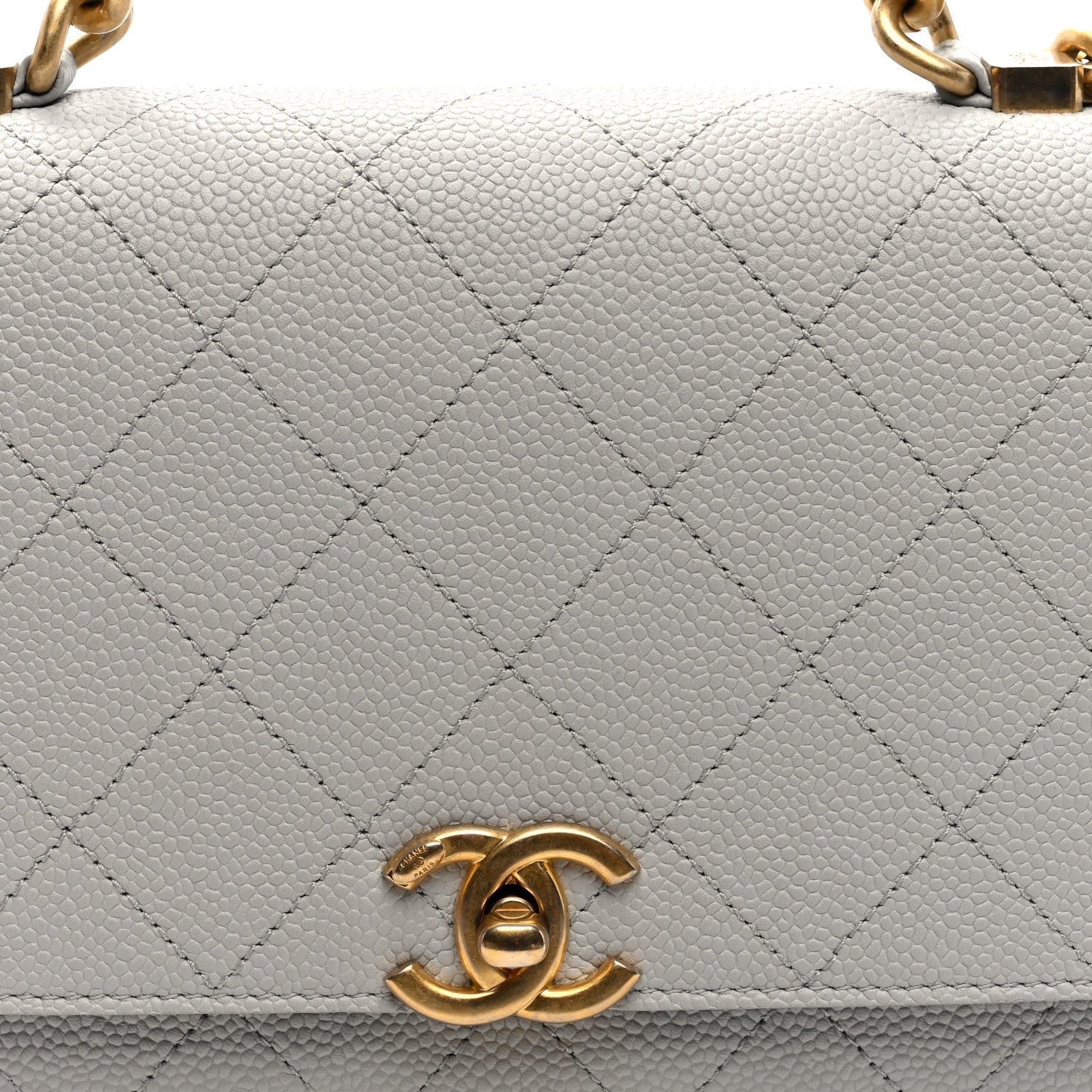 Chanel Grained Calfskin Small Stitched Flap Grey 8 of 10
