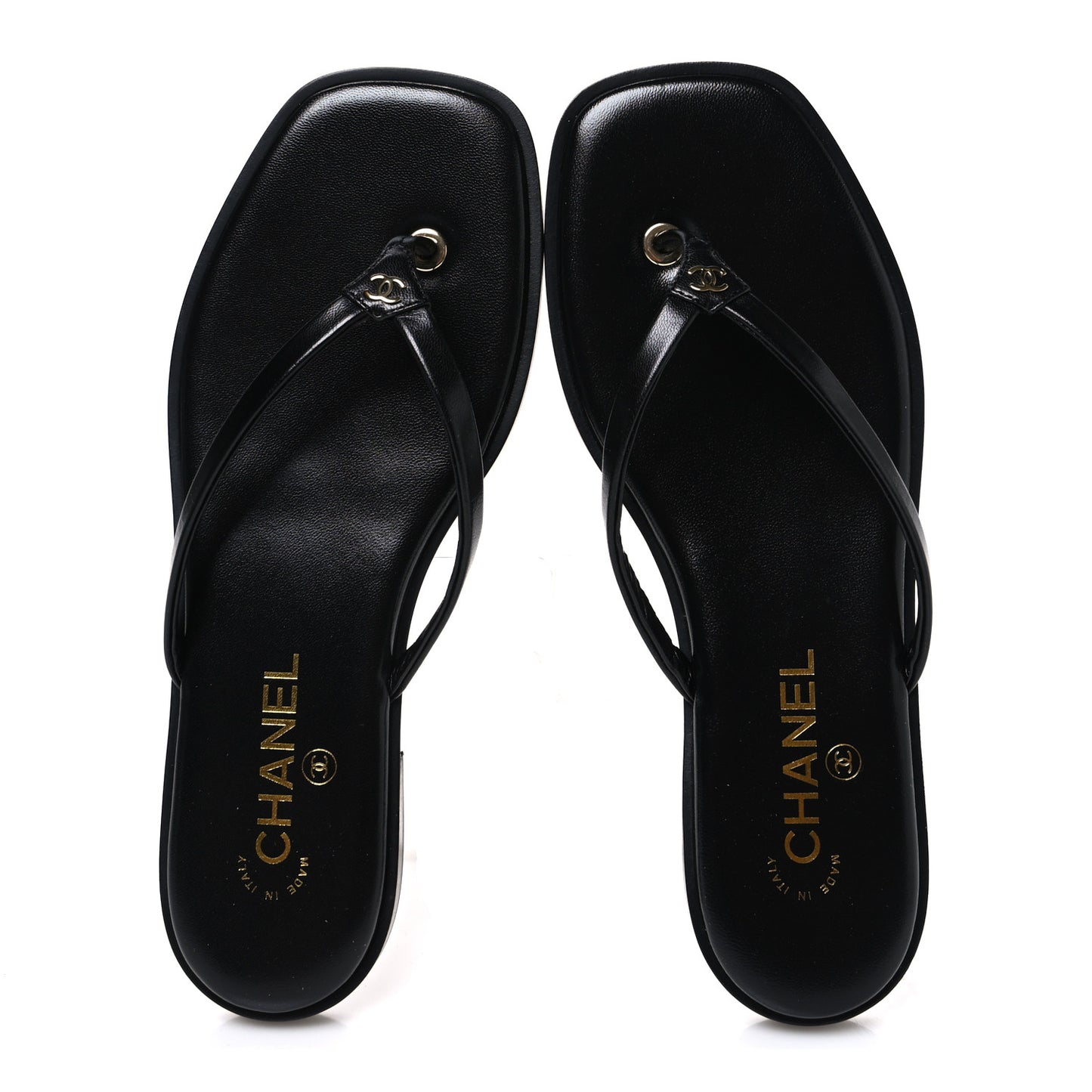 Goatskin CC Times Square Thong Sandals 39 Black