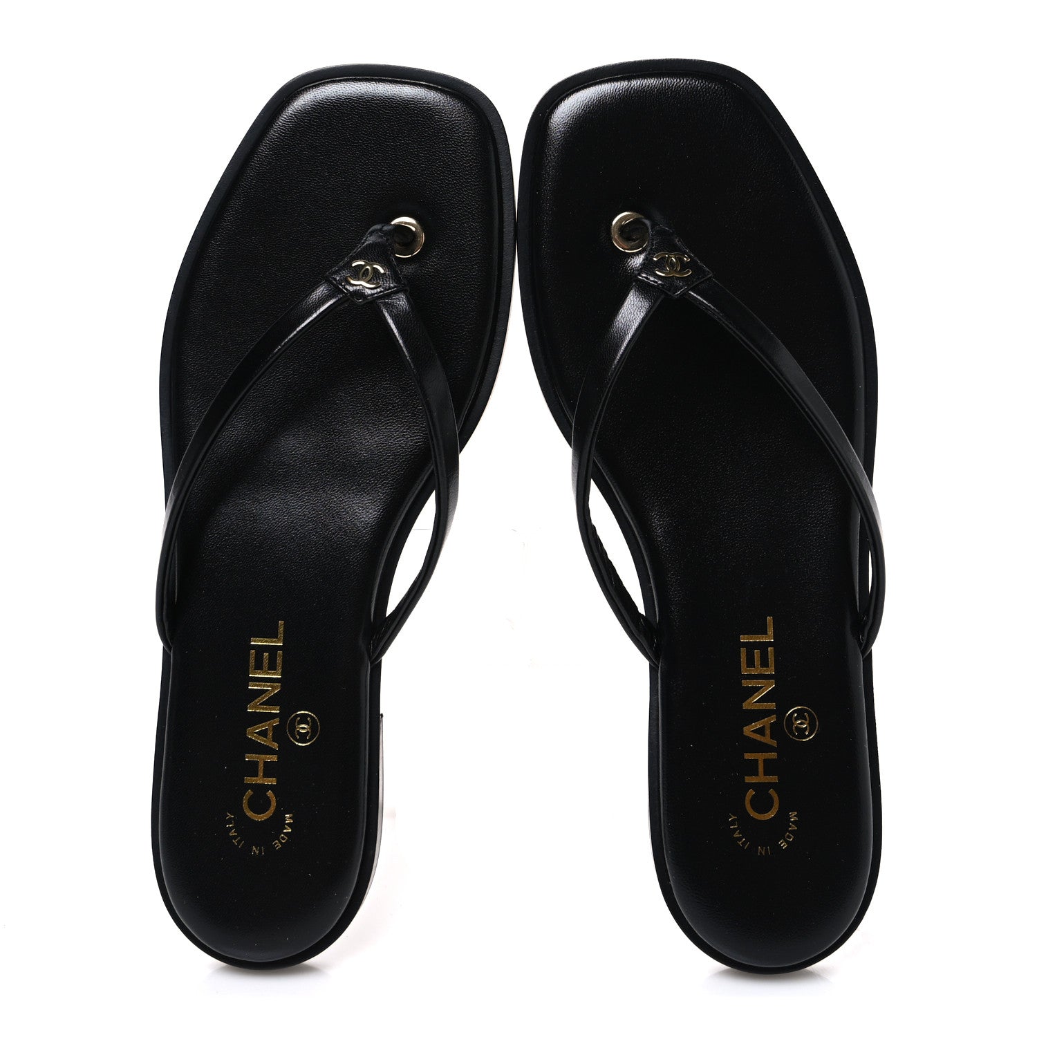 Chanel Goatskin CC Times Square Thong Sandals 39 Black 2 of 11