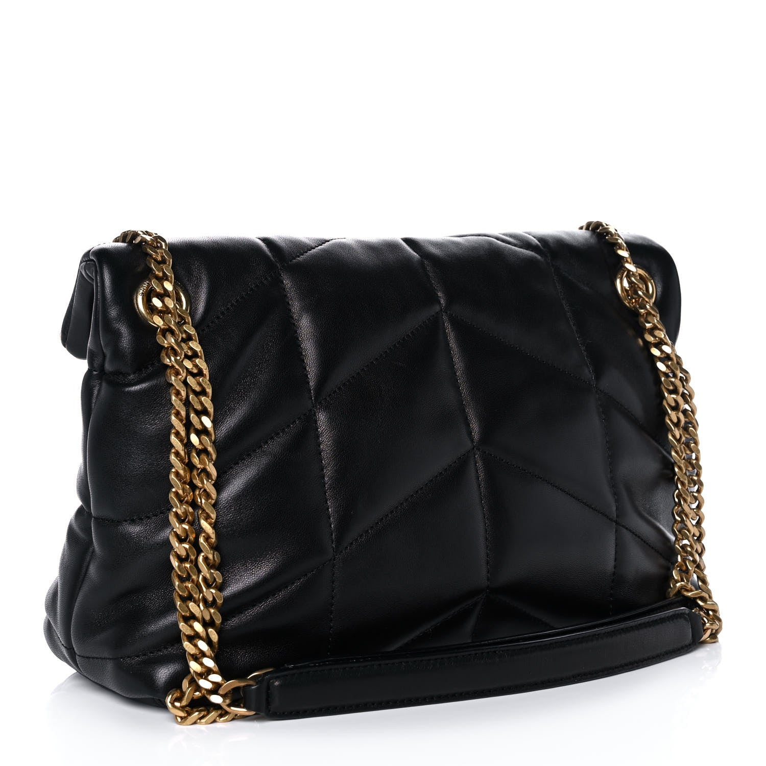 Saint Laurent Lambskin Quilted Small Loulou Puffer Monogram Chain Satchel Black 3 of 13