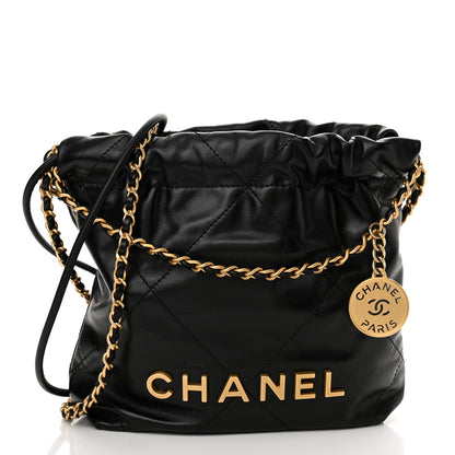 Chanel Shiny Calfskin Quilted Mini Chanel 22 Black 1 of 10