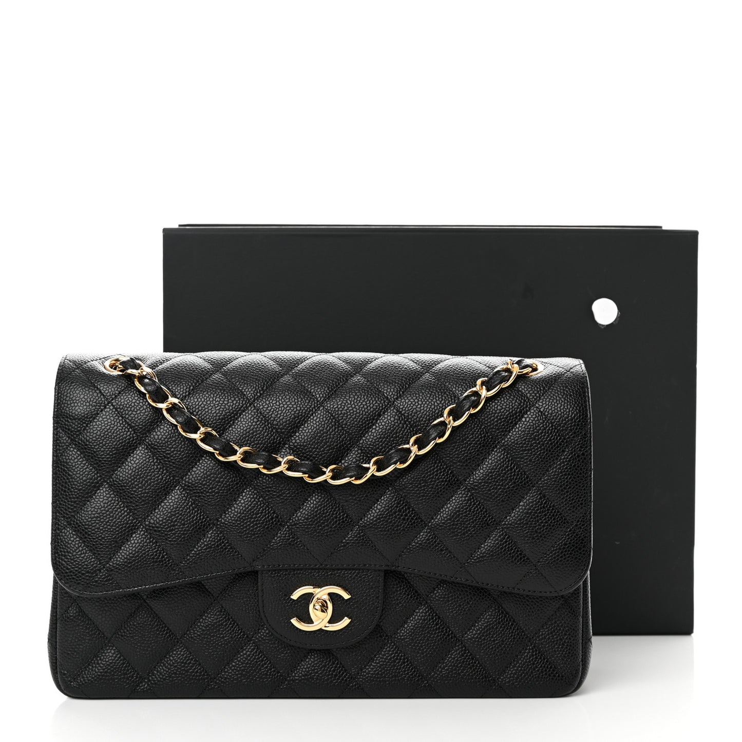 Caviar Quilted Jumbo Double Flap Black