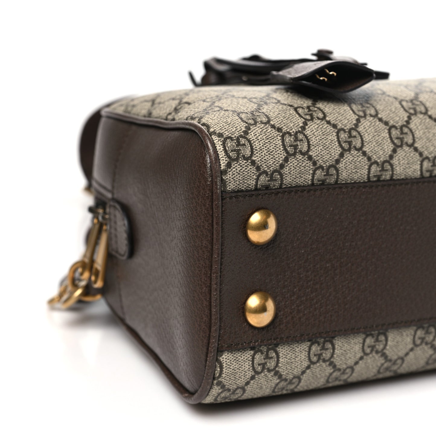 GG Supreme Monogram Textured Dollar Calfskin Web Medium Savoy Bowling Bag Beige Ebony New Acero