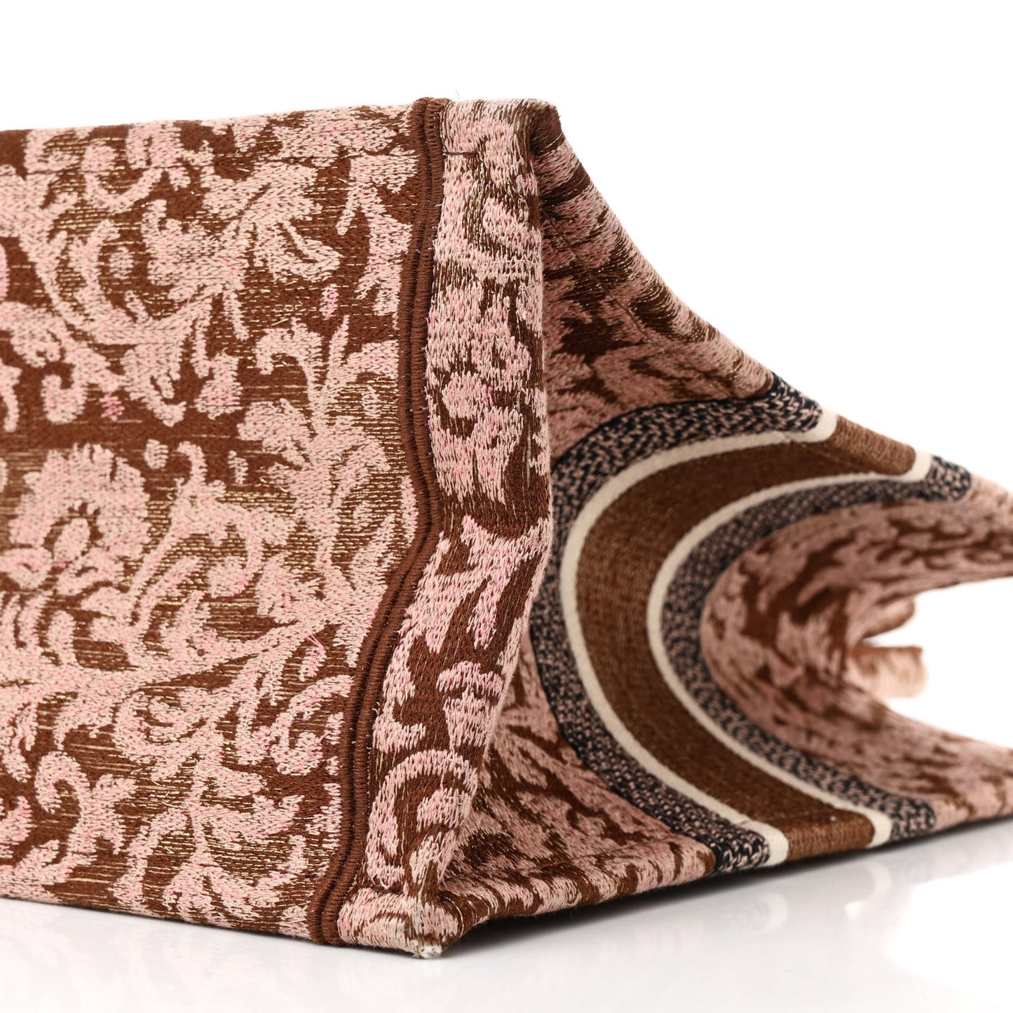 Canvas Embroidered Medium Brocart Book Tote Metallic Pink