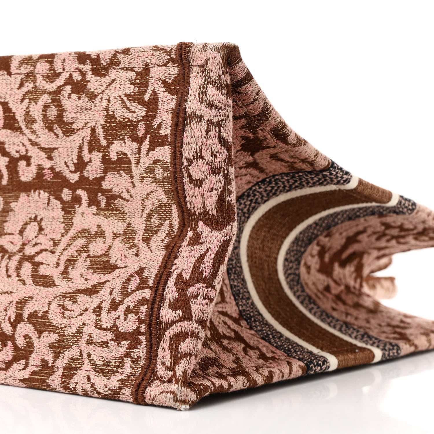 Christian Dior Canvas Embroidered Medium Brocart Book Tote Metallic Pink 10 of 10