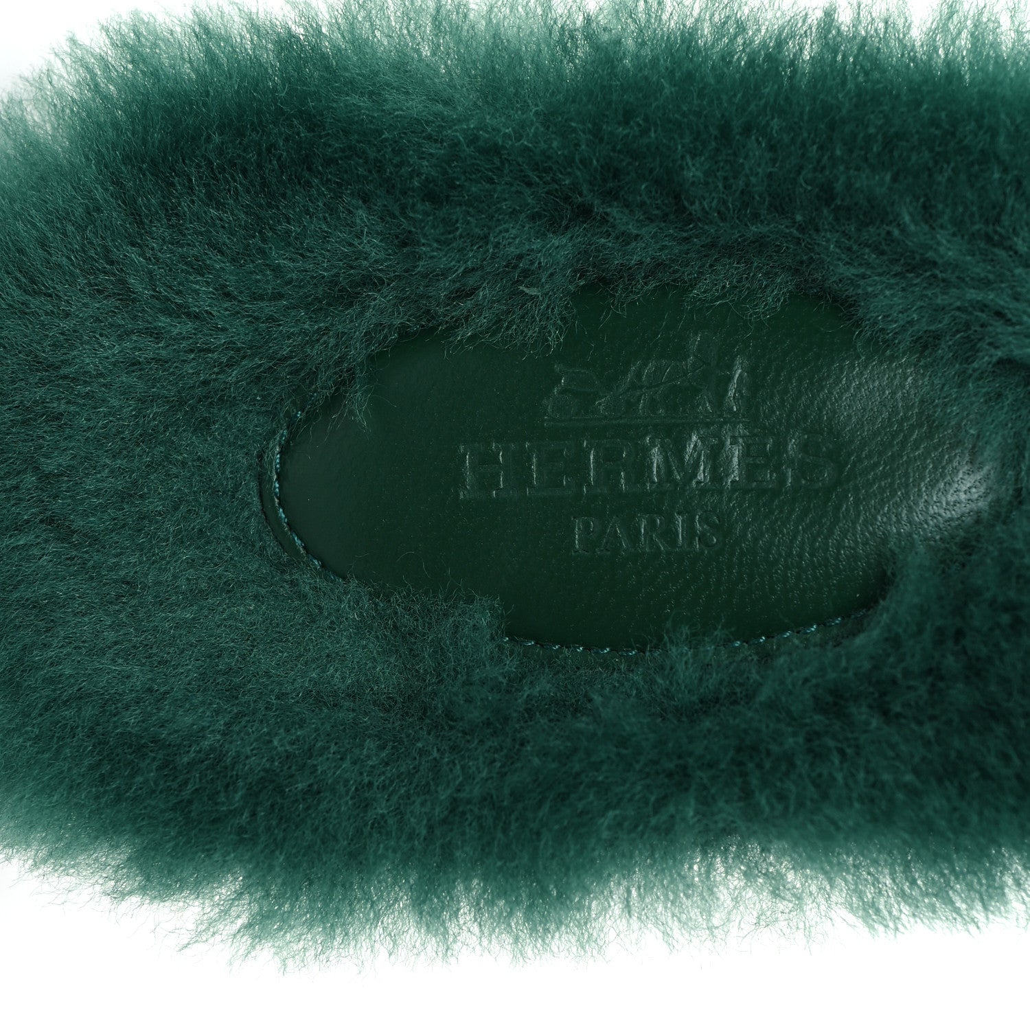 Hermes Woolskin Oran Sandals 37.5 Vert Anglais 8 of 9