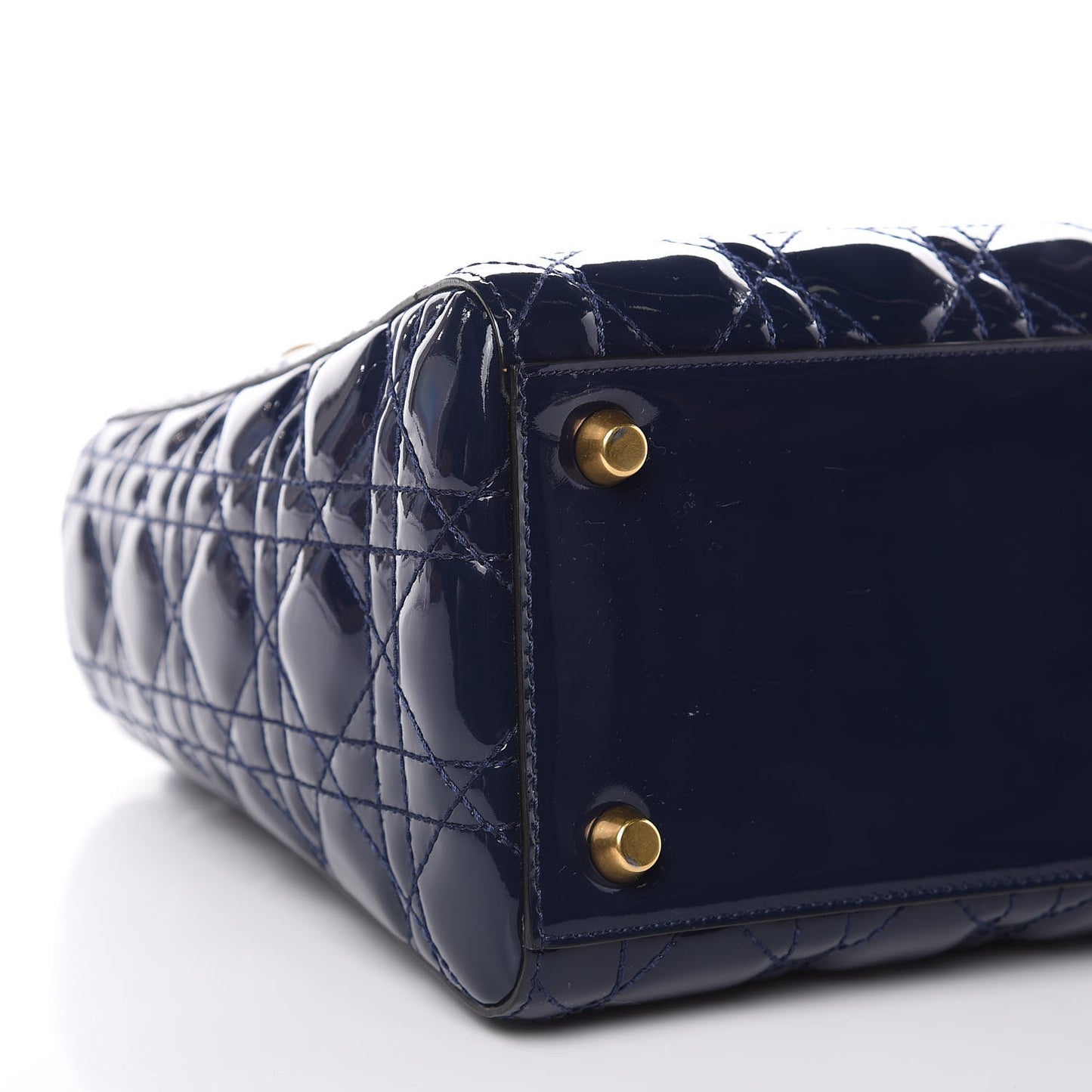 Patent Cannage Medium Lady Dior Navy Blue