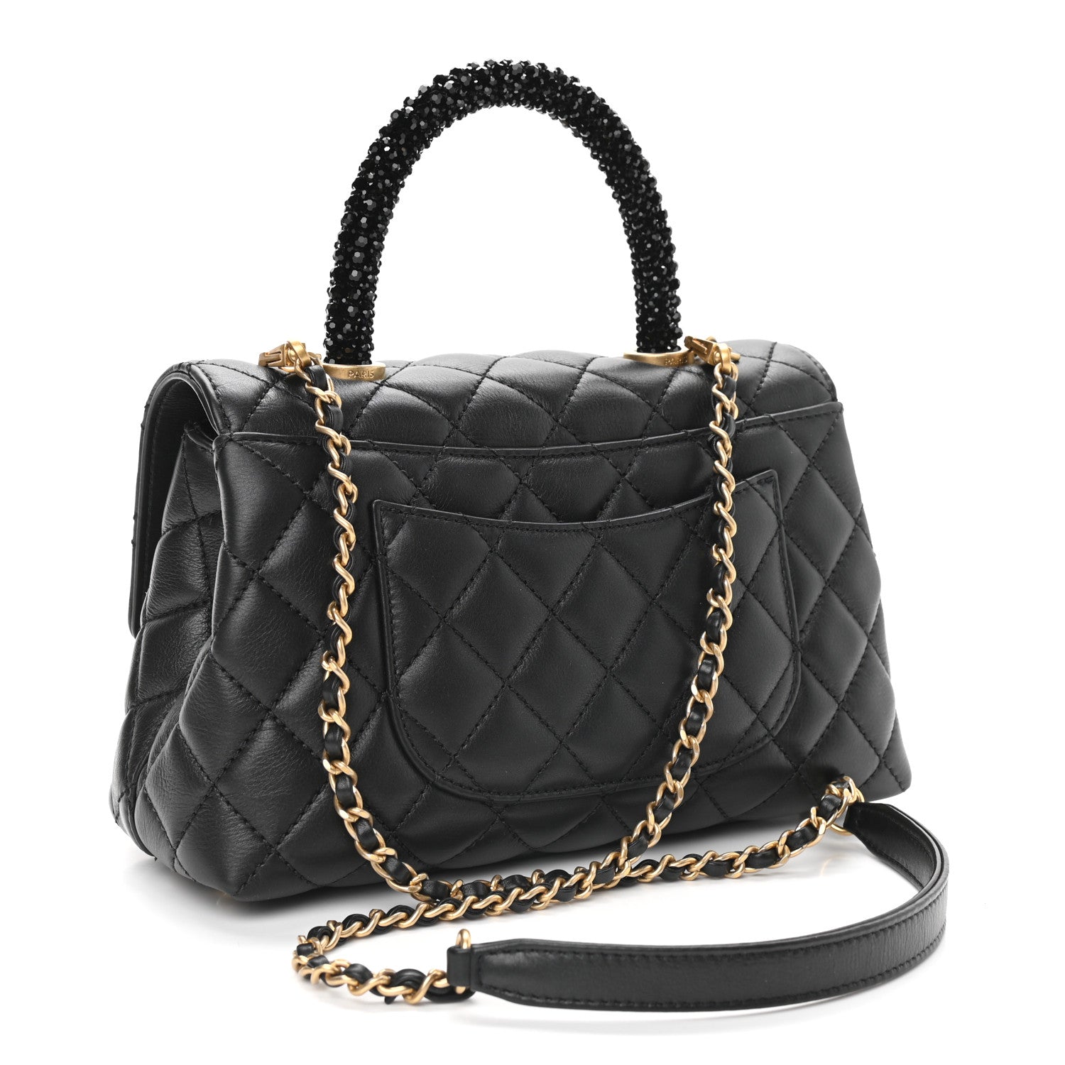 Chanel Calfskin Strass Quilted Mini Coco Handle Flap Black 3 of 9