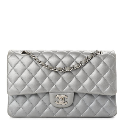 Chanel Metallic Lambskin Quilted Medium Double Flap Silver 1 of 10