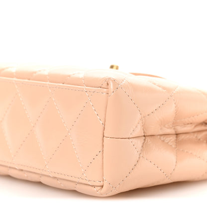 Chanel Shiny Aged Calfskin Quilted Nano Kelly Shopper Beige 10 of 10