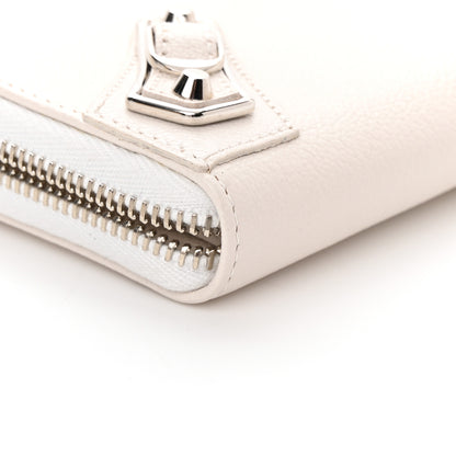 Balenciaga Chevre Silver Metallic Edge Hardware Zip Around Wallet Blanc Neige 7 of 8