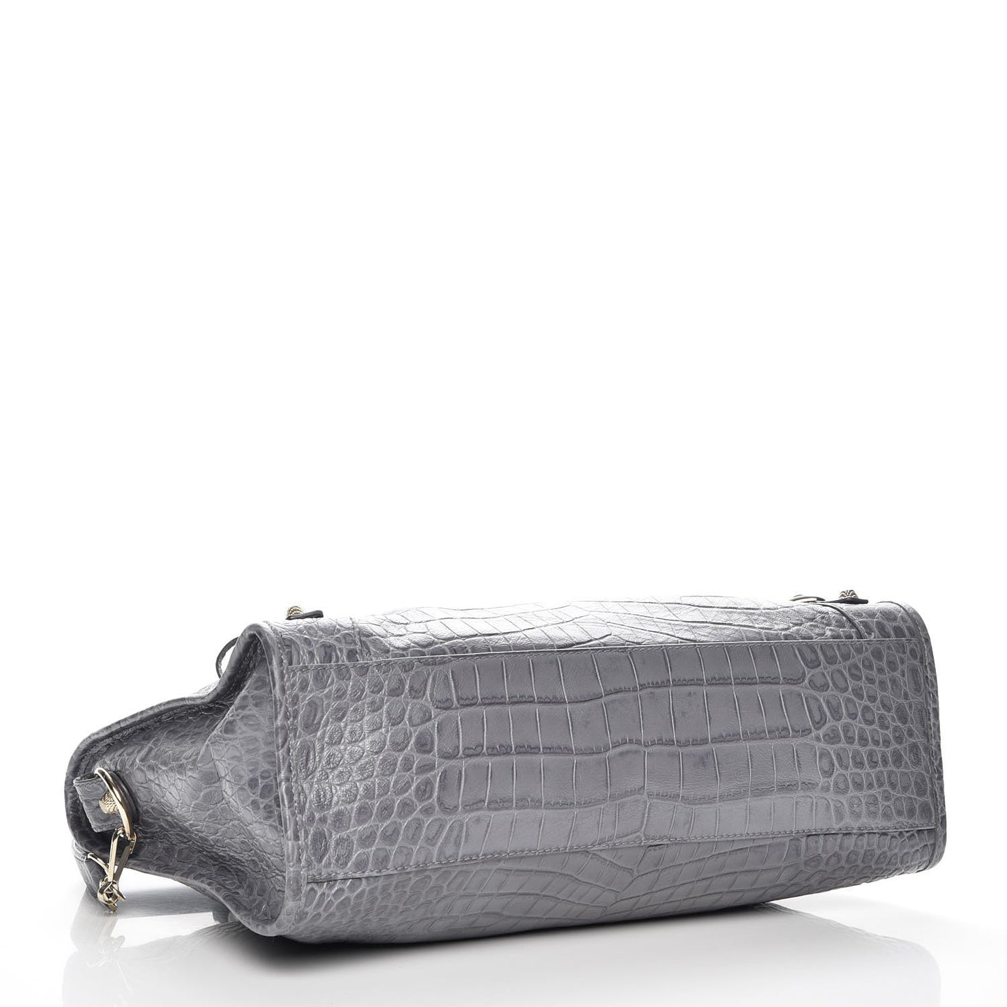Calfskin Crocodile Embossed Giant 12 Gold Hardware City Gris Beton