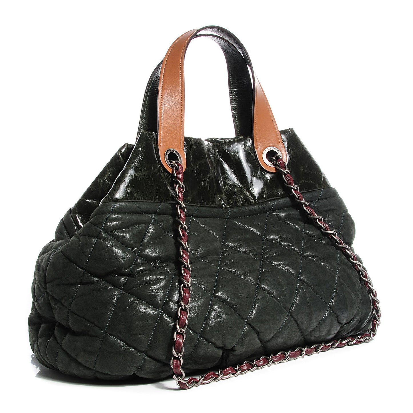 Iridescent Calfskin Large In the Mix Tote Dark Green