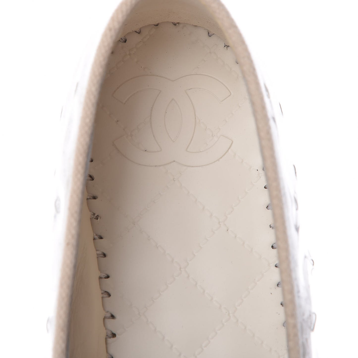 PVC Tweed CC Espadrilles 36 Ecru Blue Transparent