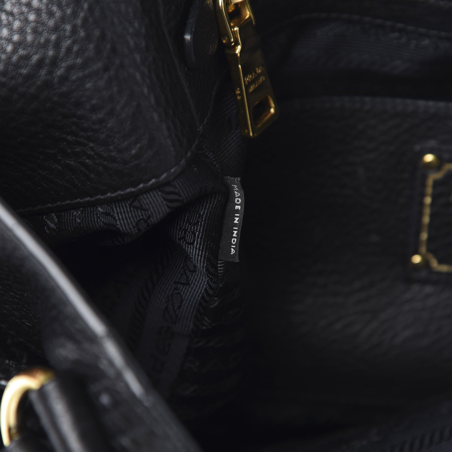 Prada Vitello Daino Side Pocket Tote Black 7 of 15