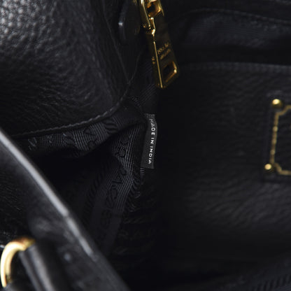 Prada Vitello Daino Side Pocket Tote Black 7 of 15