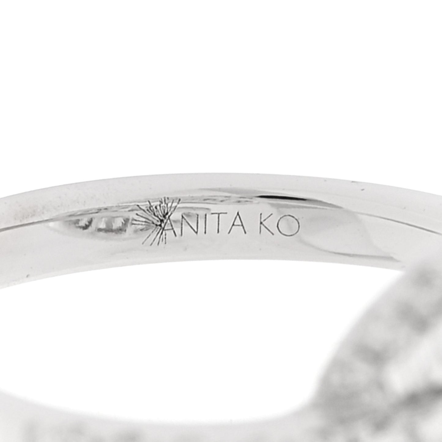 18K White Gold Diamond Medium Palm Leaf Ring 54 6.75
