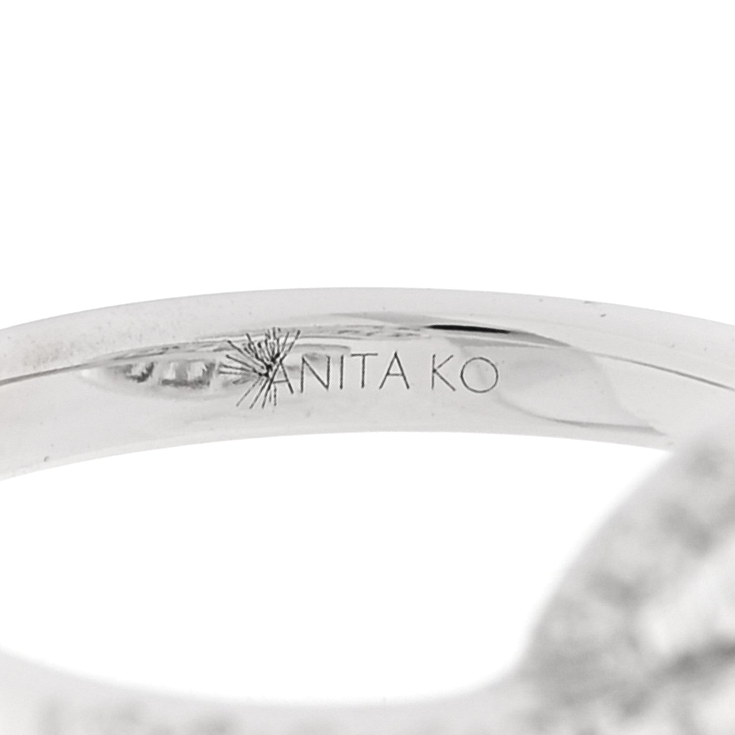 Anita Ko 18K White Gold Diamond Medium Palm Leaf Ring 54 6.75 4 of 4