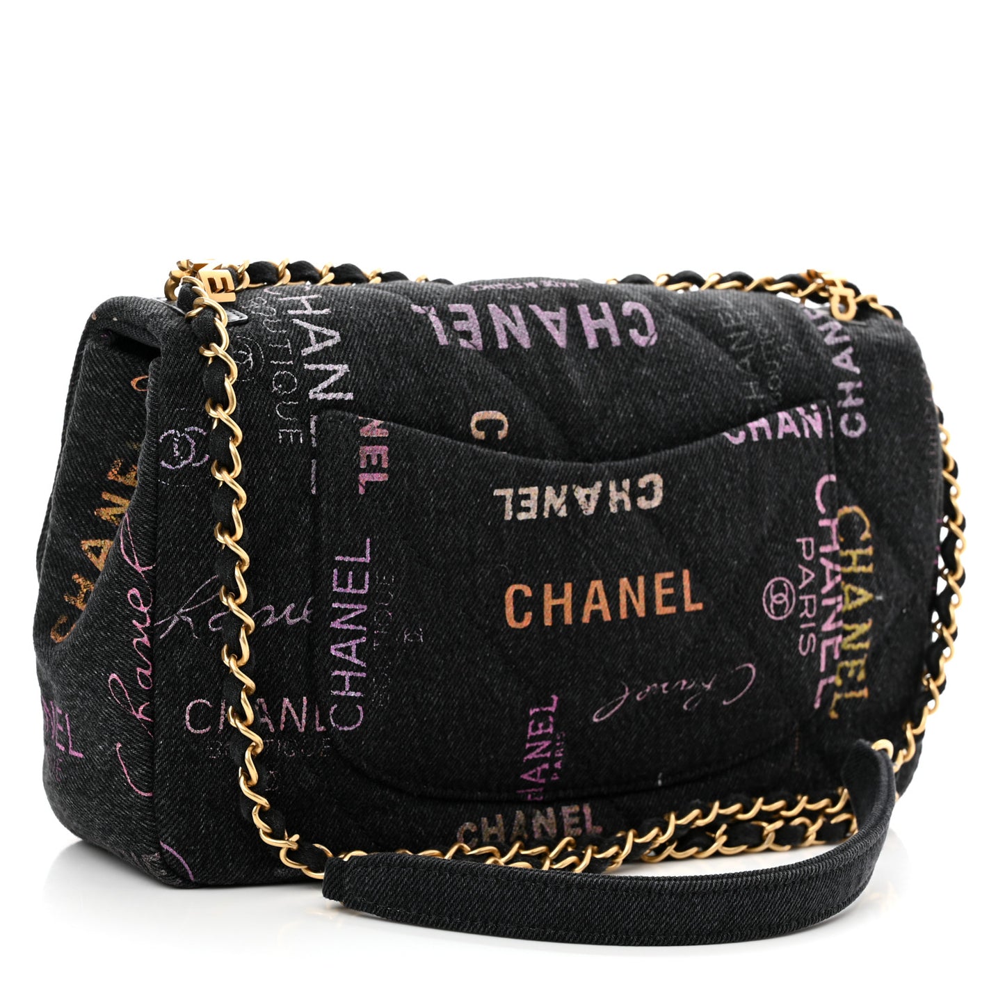 Denim Quilted Denim Mood Large Flap Black Multicolor