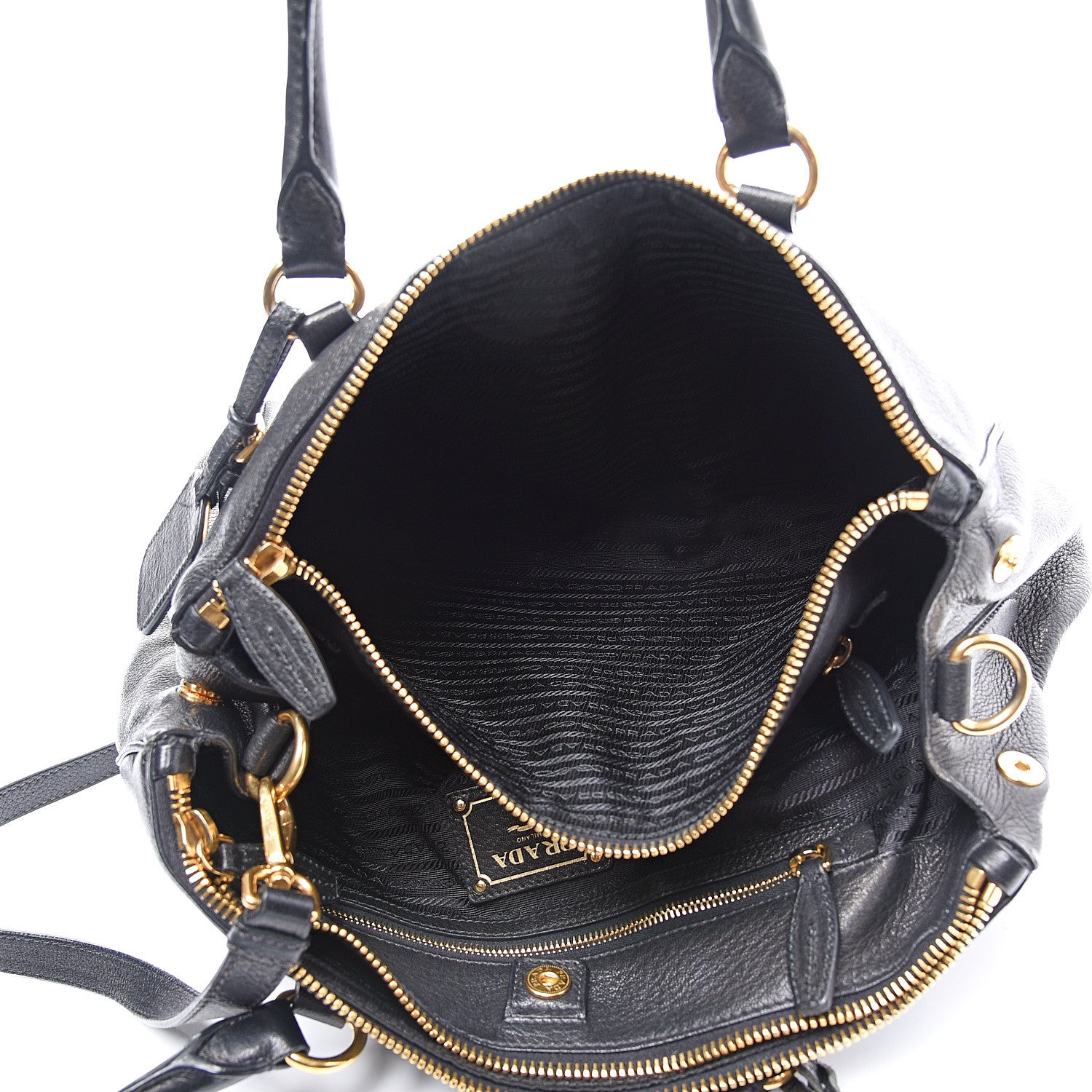 Prada Vitello Daino Tote Black 4 of 14