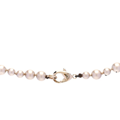 Chanel Pearl CC Long Necklace Gold Pearly Beige 5 of 5