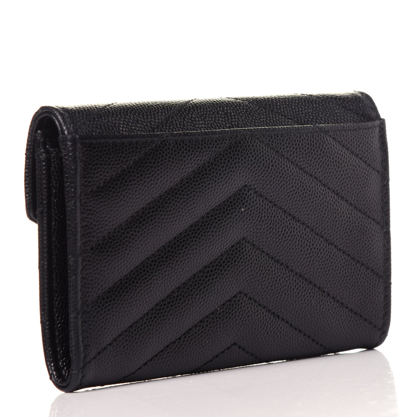 Grain De Poudre Matelasse Chevron Small Monogram Envelope Wallet Black
