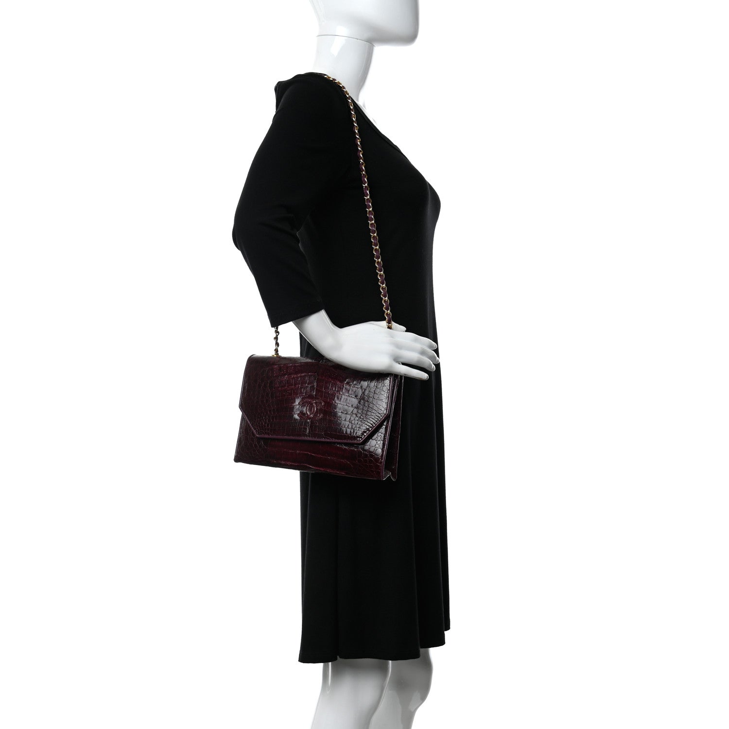 Chanel Alligator Envelope Flap Burgundy 2 of 12