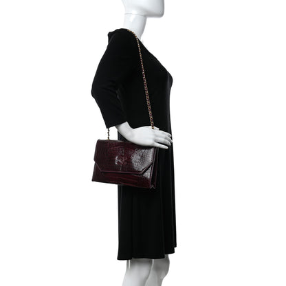 Chanel Alligator Envelope Flap Burgundy 2 of 12