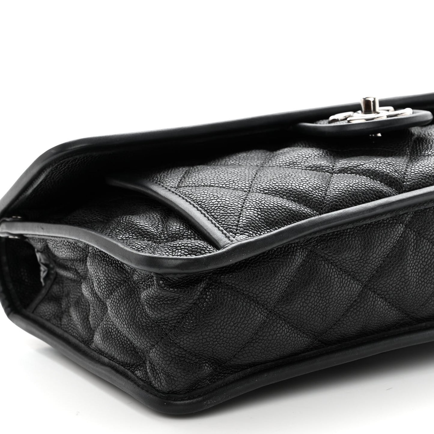 Caviar Quilted Large French Riviera Flap Black