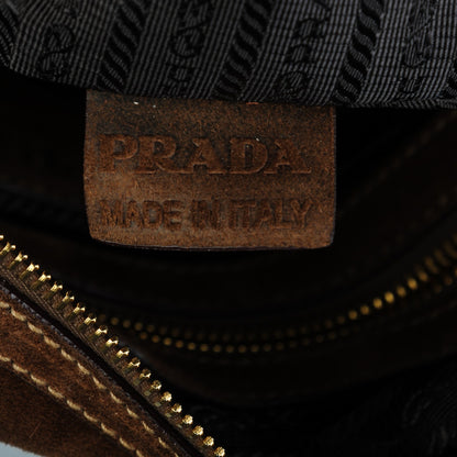 Prada Suede Chain Satchel Brown 8 of 8