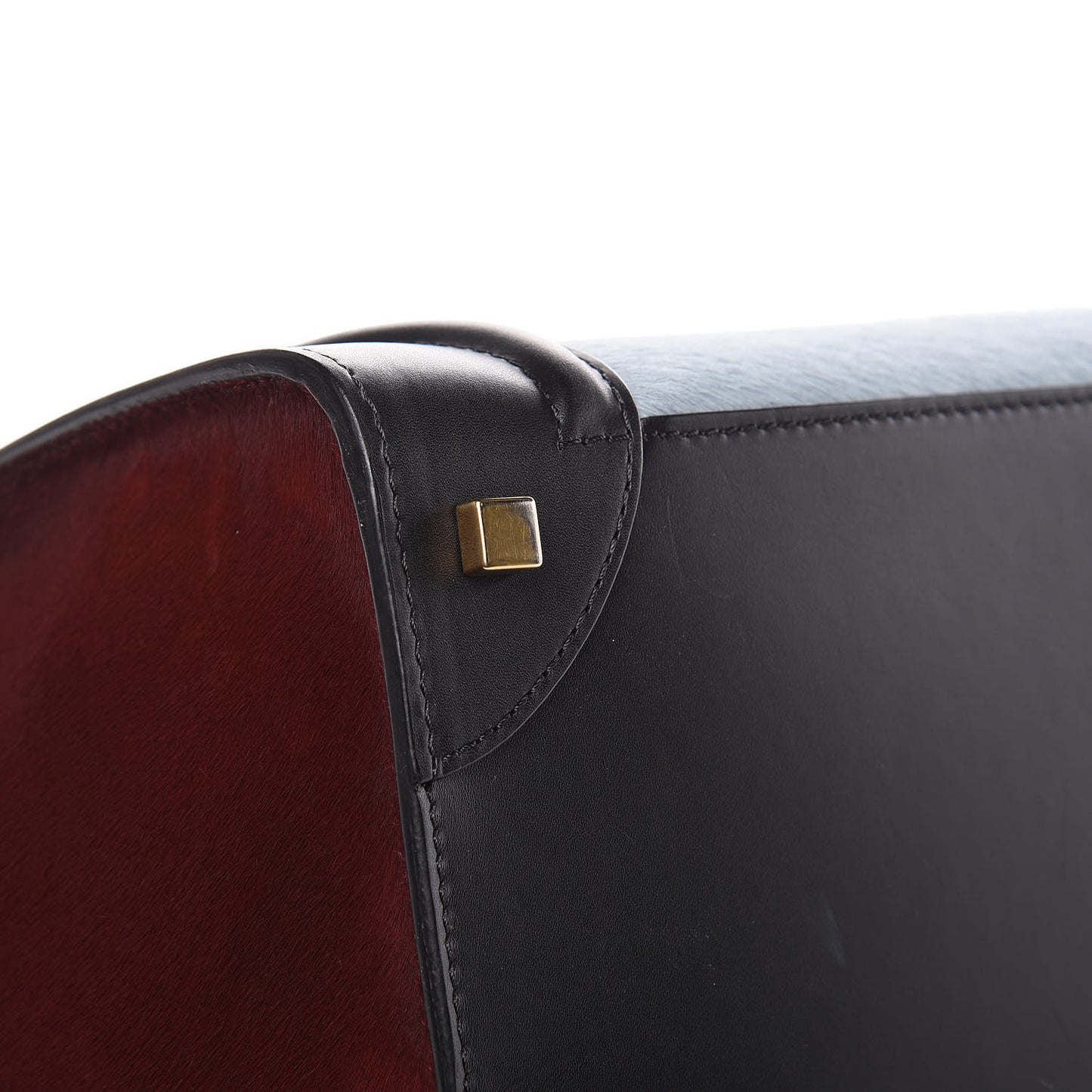 Pony Hair Mini Tri-Color Luggage Baby Blue Burgundy Black