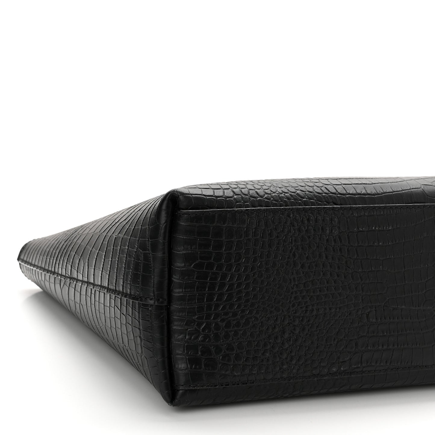Calfskin Crocodile Embossed Nine2Five East West Tote Black