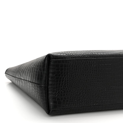 Jimmy Choo Calfskin Crocodile Embossed Nine2Five East West Tote Black 10 of 11