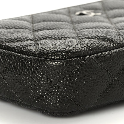 Chanel Metallic Caviar Quilted Small Clutch With Chain Dark Grey 9 of 10