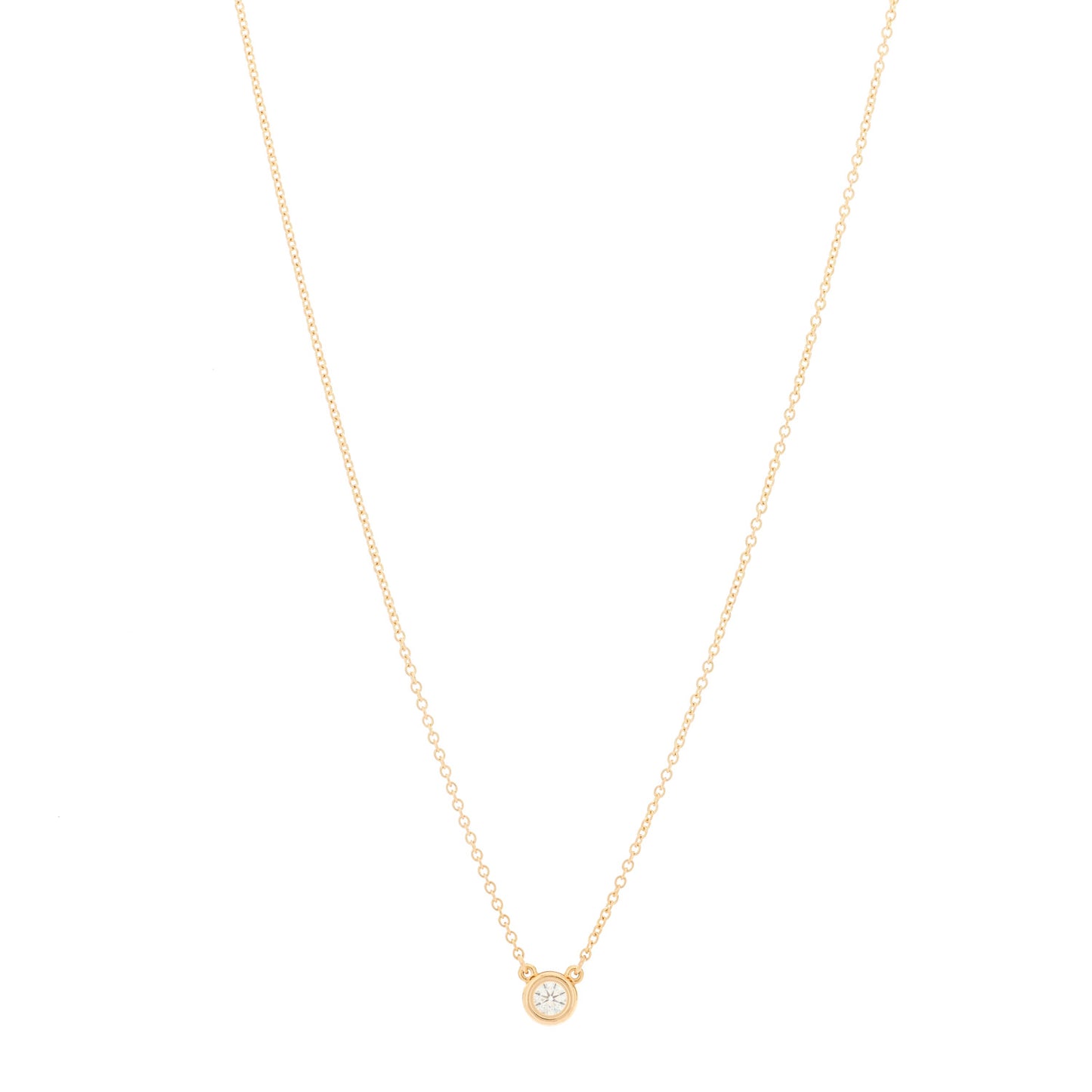 18K Rose Gold Diamond .14ct Elsa Peretti Diamonds by the Yard Pendant Necklace