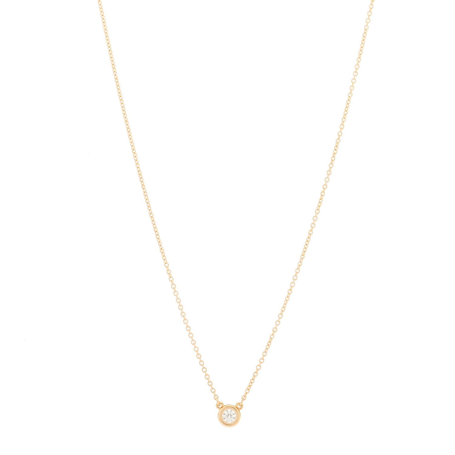 Tiffany 18K Rose Gold Diamond .14ct Elsa Peretti Diamonds by the Yard Pendant Necklace 1 of 5