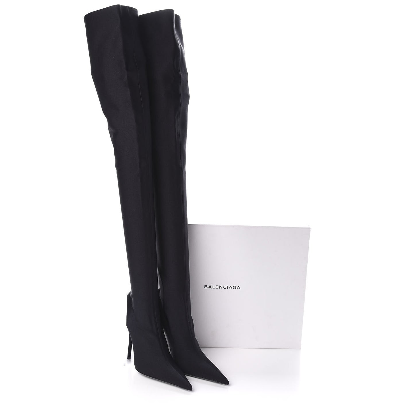 Spandex Pointed Toe Knife Thigh High Boots 38 Black