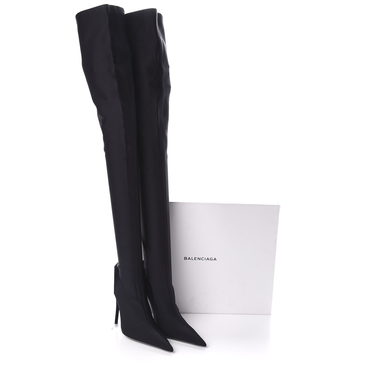 Balenciaga Spandex Pointed Toe Knife Thigh High Boots 38 Black 7 of 7