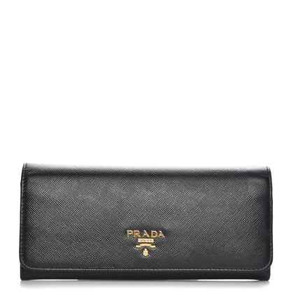 Prada Saffiano Multicolor Continental Flap Wallet Nero Black Peonia 1 of 7