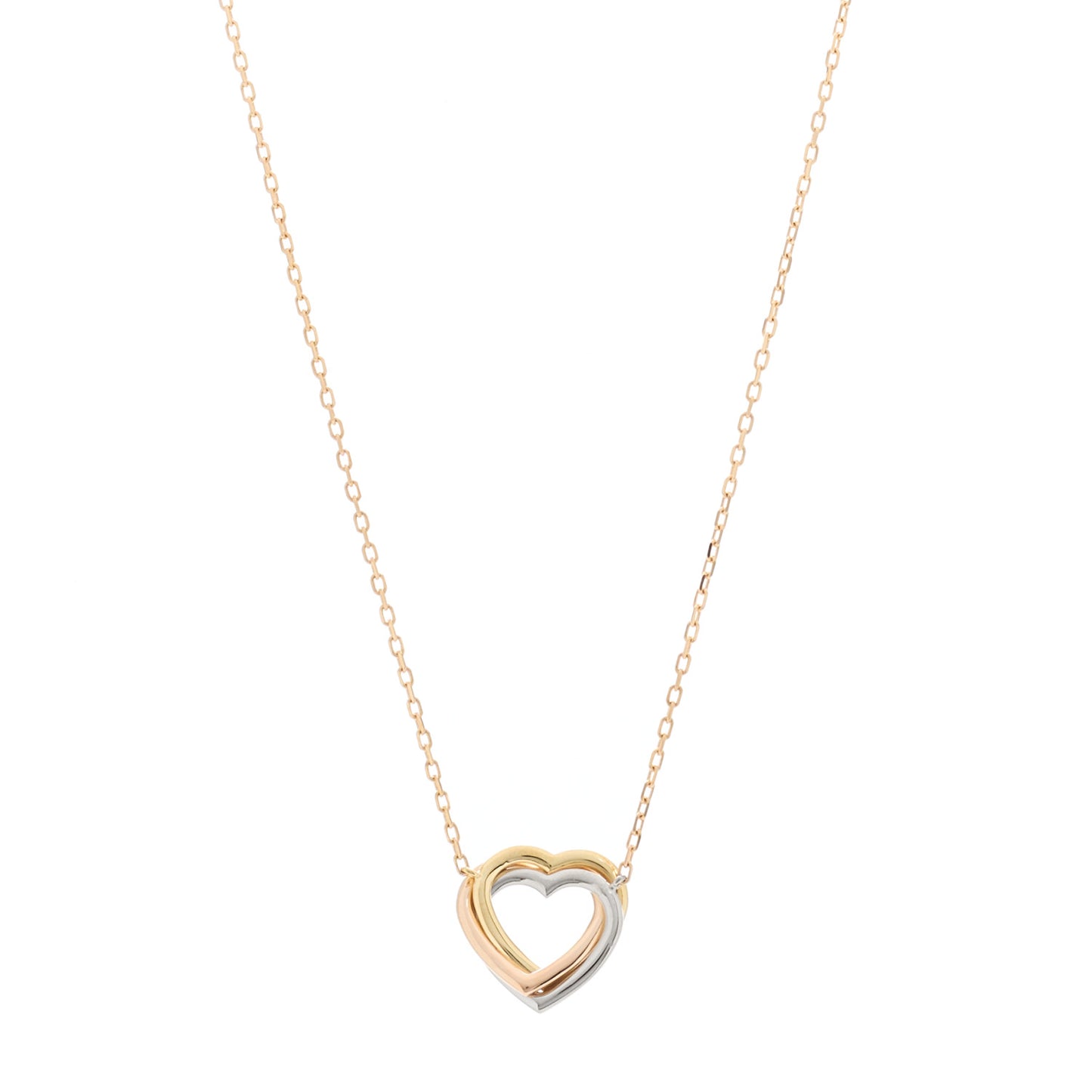 18K Pink Yellow White Gold Trinity Heart Necklace