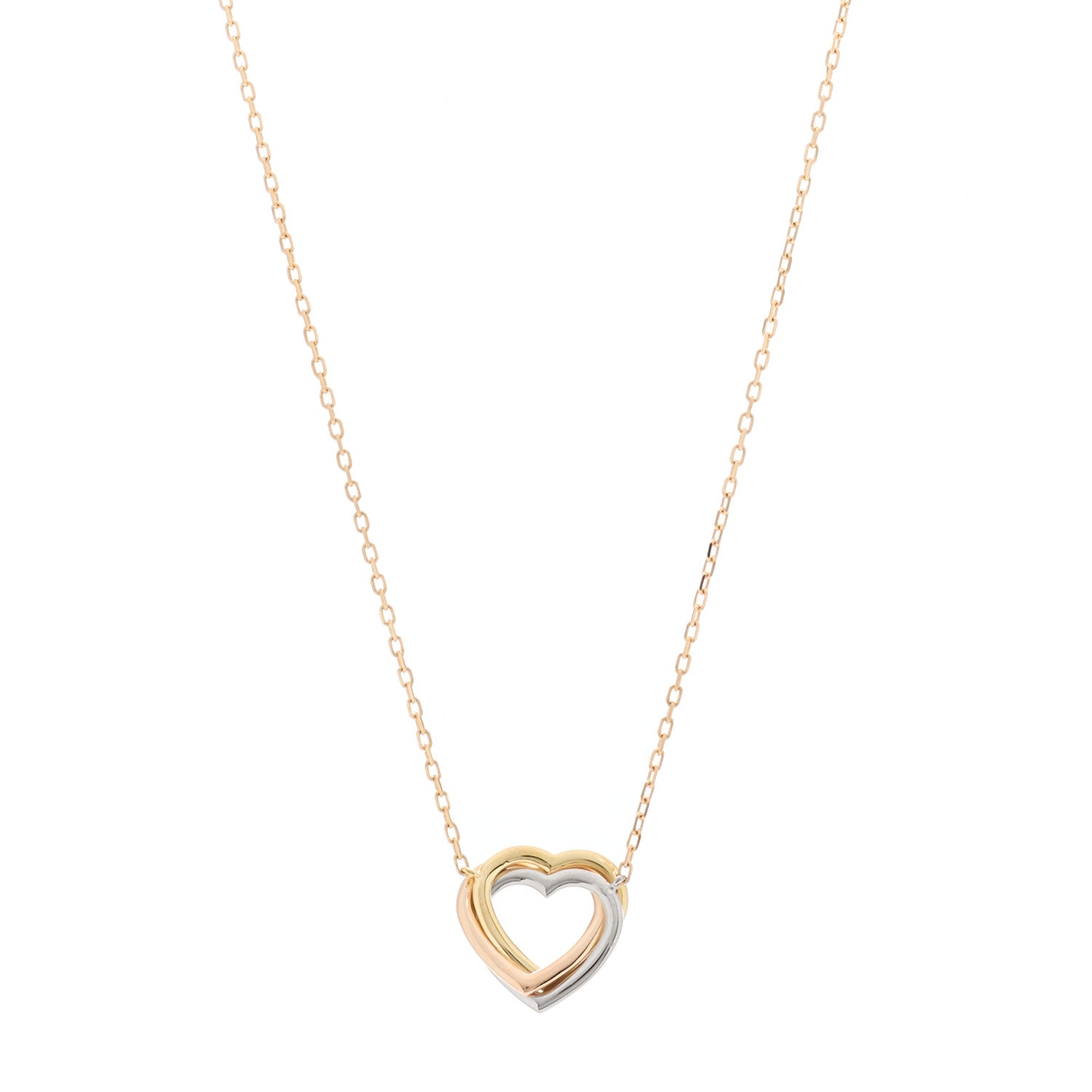Cartier 18K Pink Yellow White Gold Trinity Heart Necklace 1 of 3